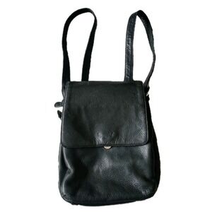 Tignanello Vtg ORGANIZER Backpack BLACK Leather Purse